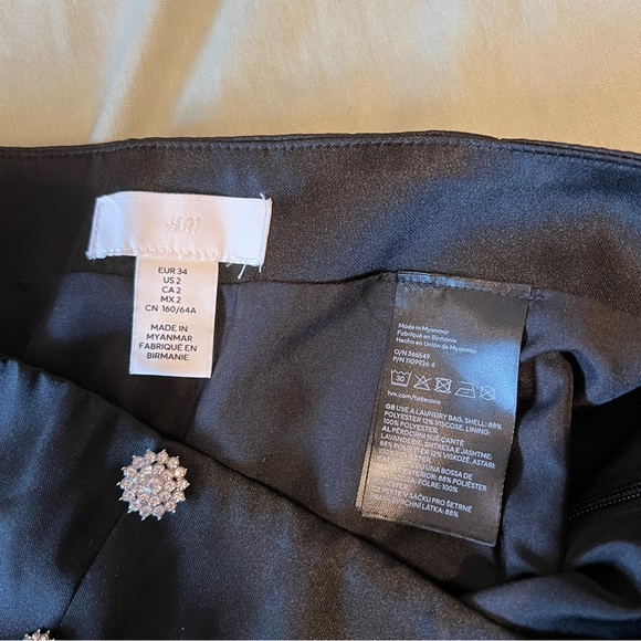 H&M Rhinestone Black Satin Skirt - Picture 3 of 5
